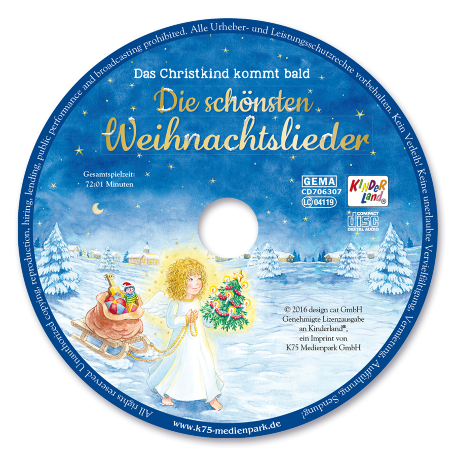 Die schönsten Weihnachtslieder CD Musik für Kinder CD-Label Vorderseite K75 Medienpark Onlineshop