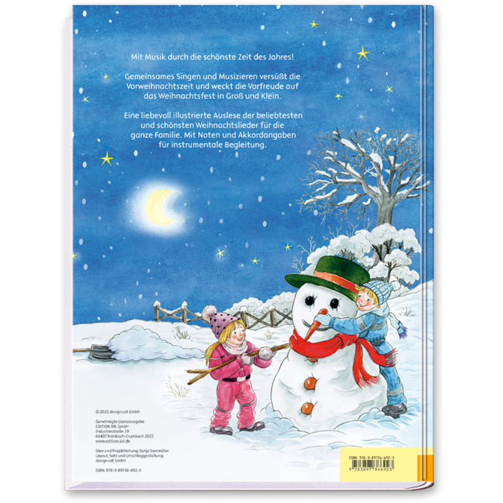 Die schönsten Weihnachtslieder Kinderbuch Weihnachts-Kinderlieder Cover Rückseite Edition XXL Onlineshop