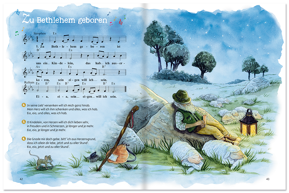 Die schönsten Weihnachtslieder Kinderbuch Weihnachts-Kinderlieder Leseprobe S42-43 Edition XXL Onlineshop