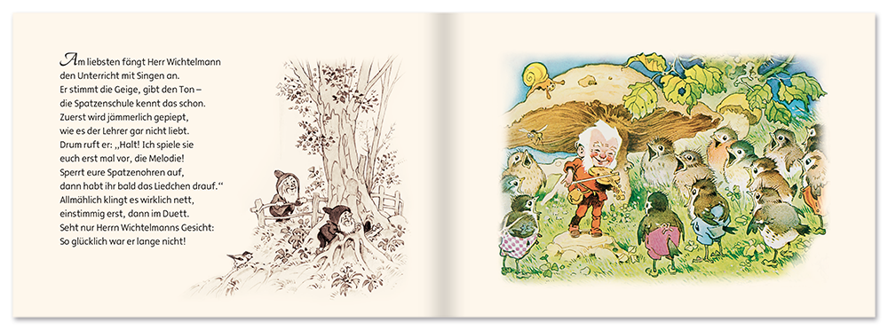 Die Spatzenschule Mini Bilderbuch Fritz Baumgarten Leseprobe S4–5 Titania Verlag Onlineshop 