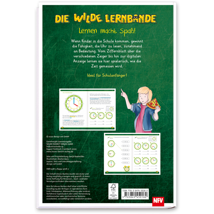 Die Uhr lesen lernen Lernhilfe Kinder Schule Cover Rückseite Neuer Favorit Verlag Onlineshop