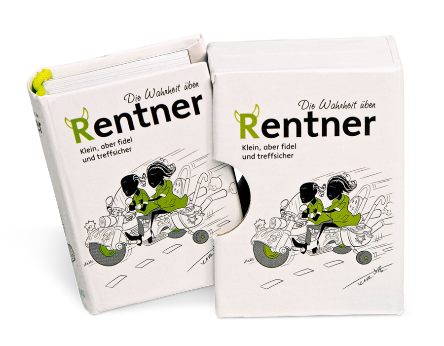 Die Wahrheit über Rentner Handgefertigtes Miniaturbuch Montage Schuber EDITION XXS Onlineshop