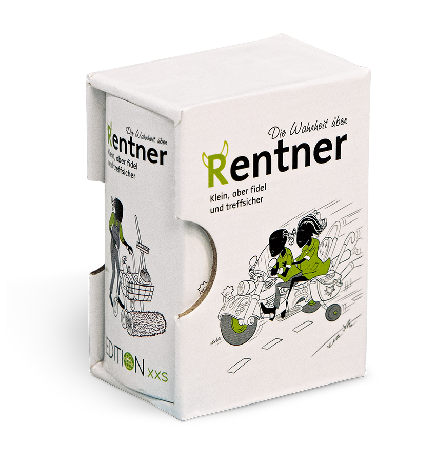 Die Wahrheit über Rentner Handgefertigtes Miniaturbuch Montage Vorderseite EDITION XXS Onlineshop