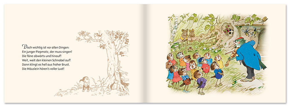 Die Waldschule Mini Bilderbuch Fritz Baumgarten Nostalgie Leseprobe S12–13 Verlag Onlineshop