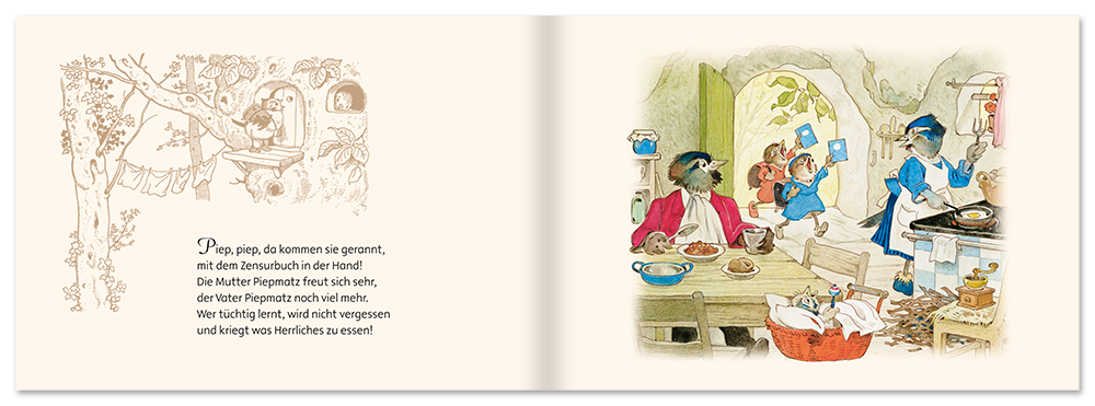 Die Waldschule Mini Bilderbuch Fritz Baumgarten Nostalgie Leseprobe S18–19 Verlag Onlineshop