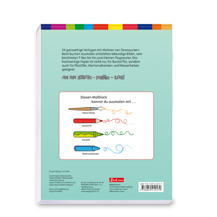 Dinosaurier Malbock Kinder Urzeitgiganten Cover Rückseite Neuer Favorit Verlag Onlineshop