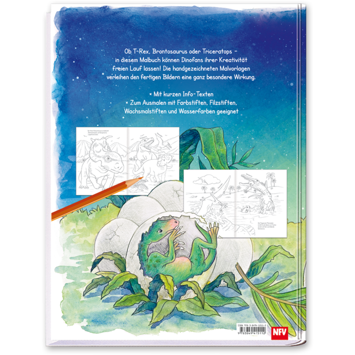 Dinosaurier Malbuch Kinder Malen und Beschäftigen Cover Rückseite Neuer Favorit Verlag Onlineshop