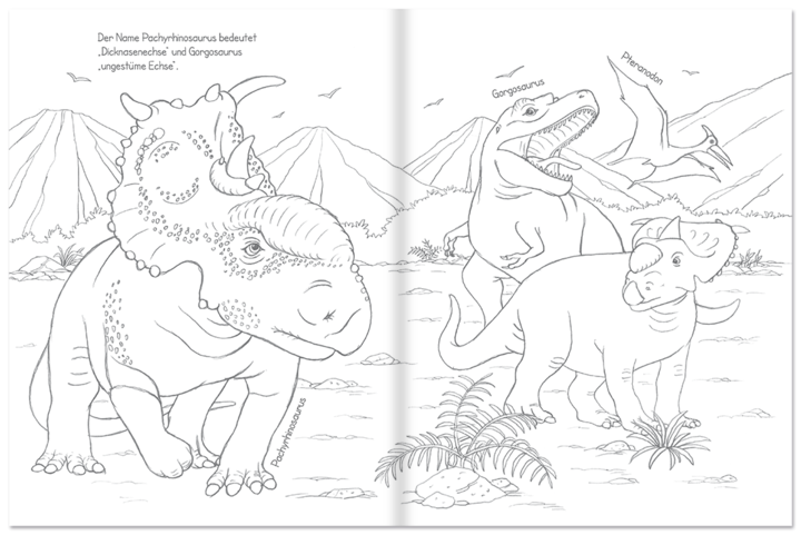 Dinosaurier Malbuch Kinder Malen und Beschäftigen Leseprobe S4–5 Neuer Favorit Verlag Onlineshop