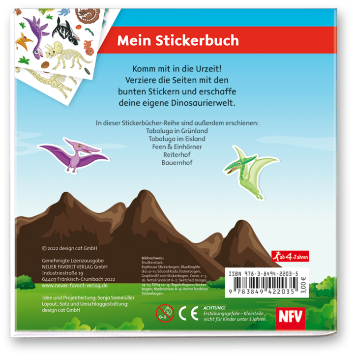Dinosaurier Mein Stickerbuch Kinder Sticker Cover Rückseite Neuer Favorit Verlag Onlineshop
