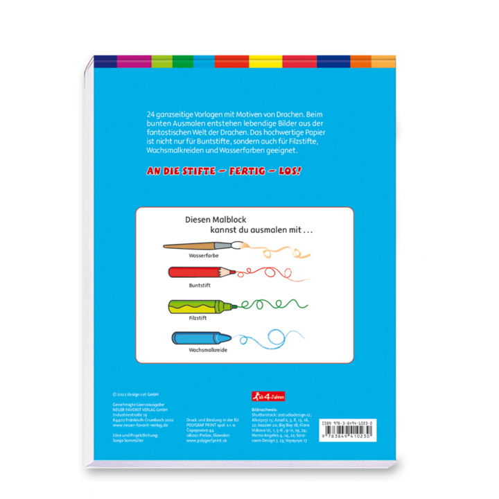 Drachen Malblock Kinder Fantasie Cover Rückseite Neuer Favorit Verlag Onlineshop
