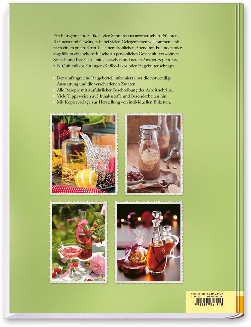 Edle Liköre und Schnäpse Buch klassische und neue Rezepte für Genießer Cover Rückseite Edition XXL Onlineshop