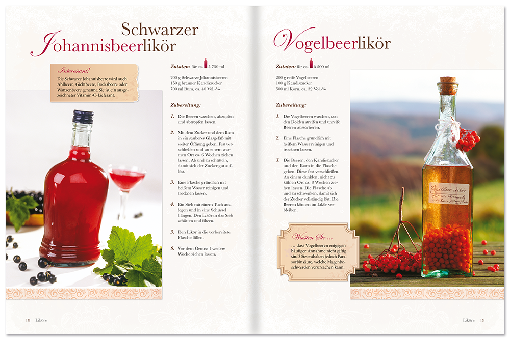 Edle Liköre und Schnäpse Buch klassische und neue Rezepte für Genießer Leseprobe S18-19 Edition XXL Onlineshop