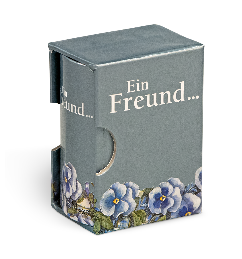 Ein Freund Handgefertigtes Miniaturbuch Schuber Vorderseite EDITION XXS Onlineshop