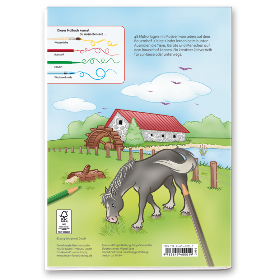 Ein Tag auf dem Bauernhof Malbuch Kinder Cover Rückseite Neuer Favorit Verlag Onlineshop