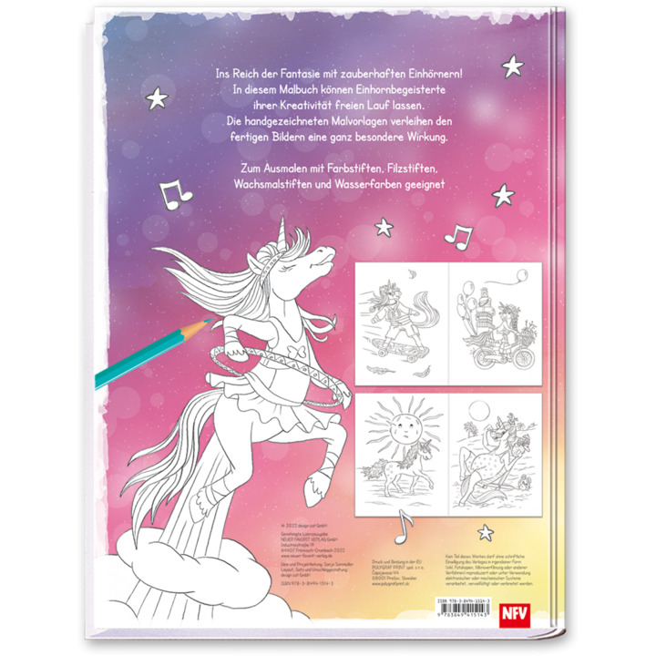 Einhorn-Malbuch Malvorlagen Kinder Malen Cover Rückseite Neuer Favorit Verlag Onlineshop