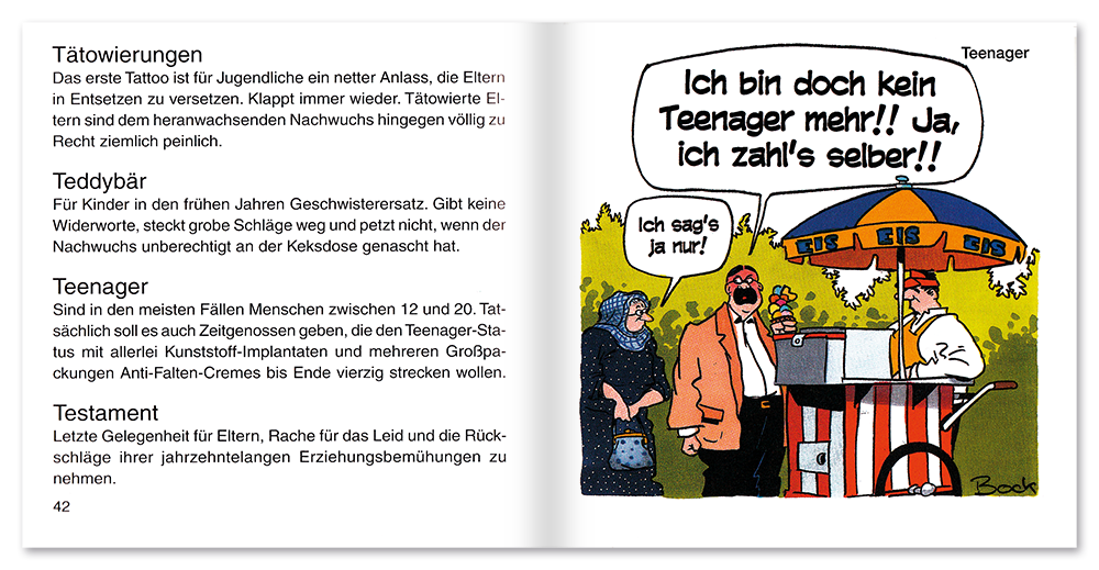 Eltern Humor Mini Wörterbuch Leseprobe S42–43 Tomus Verlag Onlineshop