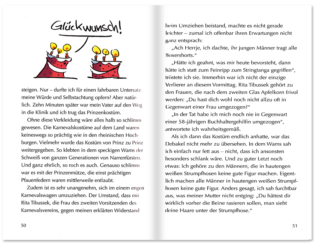 Endlich 18! Geschenkbuch Geschichten Cartoons Leseprobe S50–51 TOMUS Verlag Onlineshop
