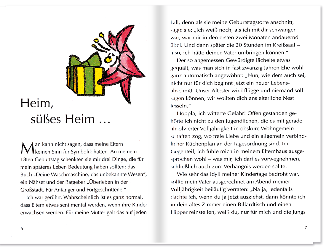 Endlich 18! Geschenkbuch Geschichten Cartoons Leseprobe S6–7 TOMUS Verlag Onlineshop