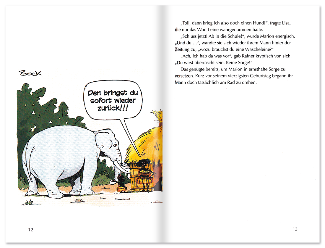 Endlich 40! Geschenkbuch Geschichten Cartoons Leseprobe S12–13 TOMUS Verlag Onlineshop