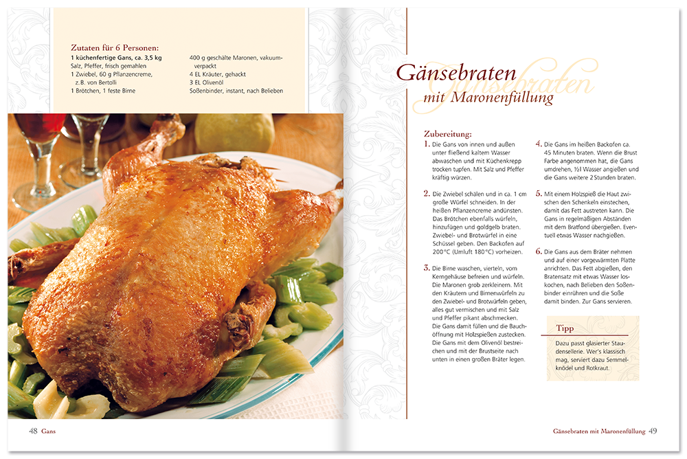 Ente Gans und Pute Kochbuch Rezepte zum richtig zubereiten und kochen Leseprobe S48-49 Edition XXL Onlineshop