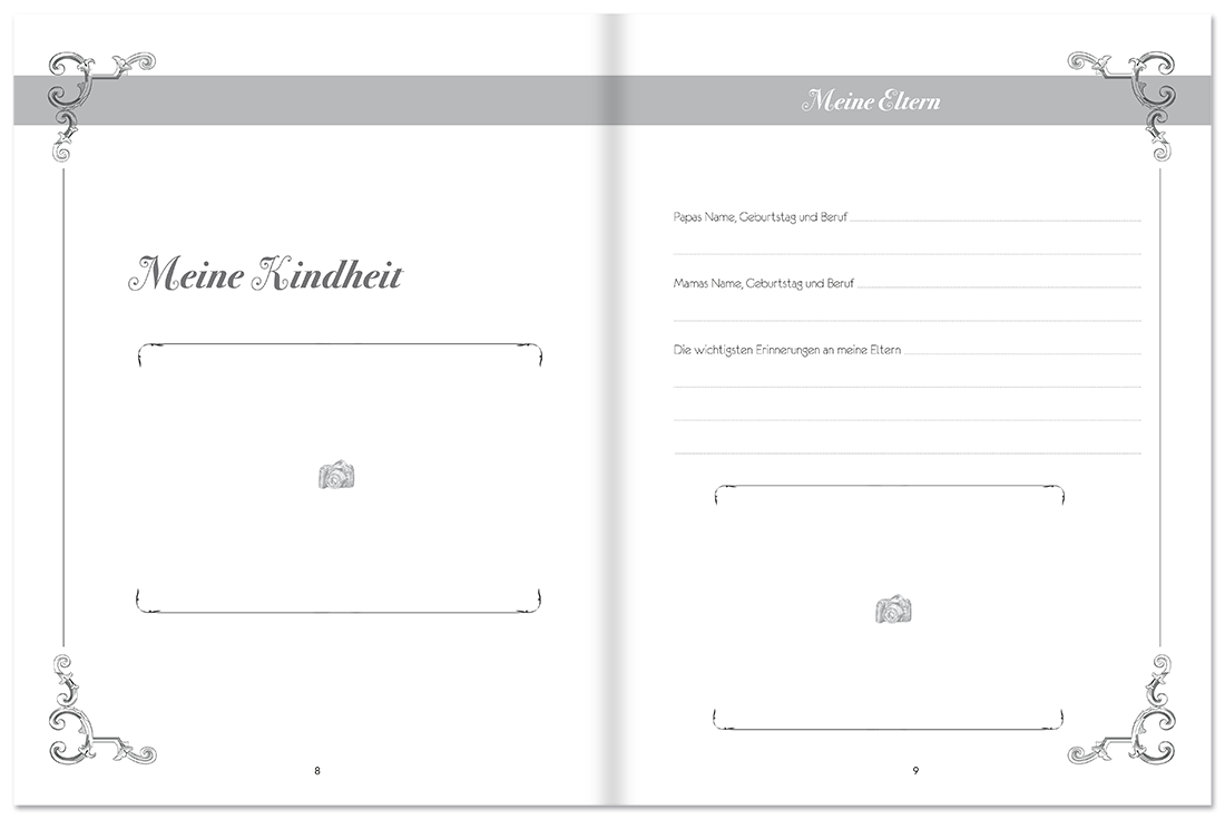 Erinnerungen aus meinem Leben Eintragebuch Festhalten Leseprobe S8–9 Tosa Verlag Onlineshop