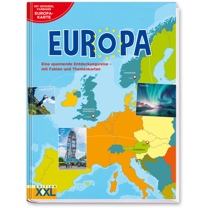 Europa Buch Länder Kontinent und Regionen kennenlernen Europakarte Cover Vorderseite Edition XXL Onlineshop