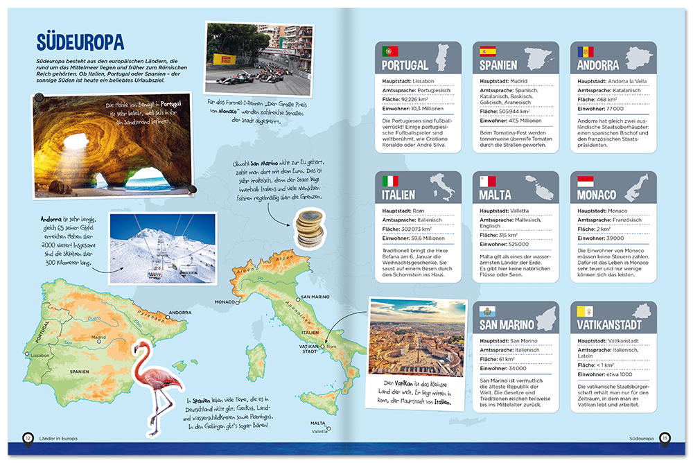 Europa Buch Länder Kontinent und Regionen kennenlernen Europakarte Leseprobe S12-13 Edition XXL Onlineshop
