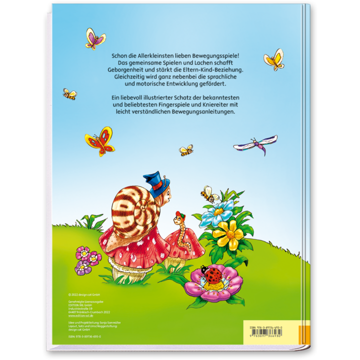 Fingerspiele und Kniereiter Buch Bewegungsspiele für Kinder Cover Rückseite Edition XXL Onlineshop