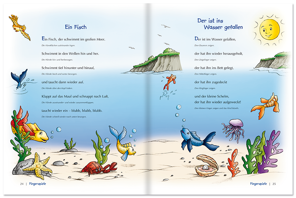 Fingerspiele und Kniereiter Buch Bewegungsspiele für Kinder Leseprobe S24-25 Edition XXL Onlineshop