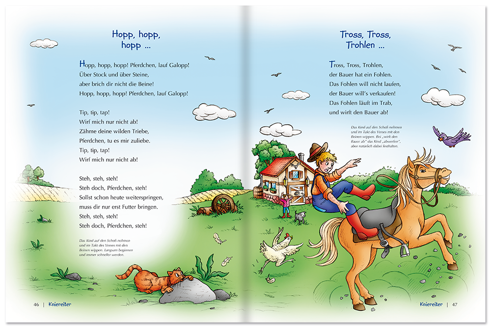 Fingerspiele und Kniereiter Buch Bewegungsspiele für Kinder Leseprobe S46-47 Edition XXL Onlineshop