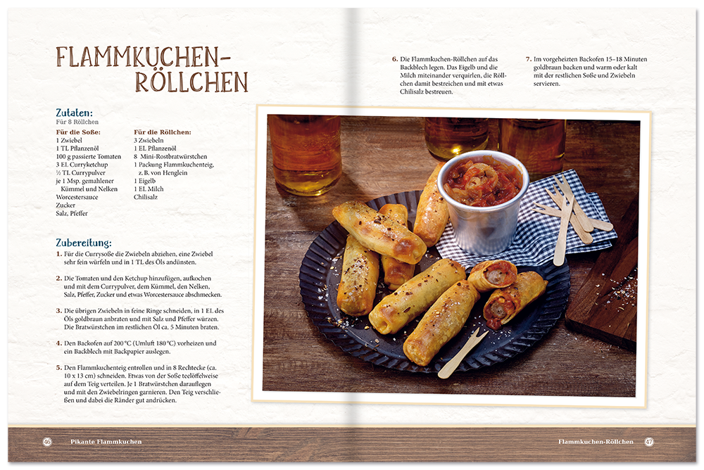 Flammkuchen Quiches Tartes Kochbuch schnelle und einfache Rezepte Leseprobe S46-47 Edition XXL Onlineshop