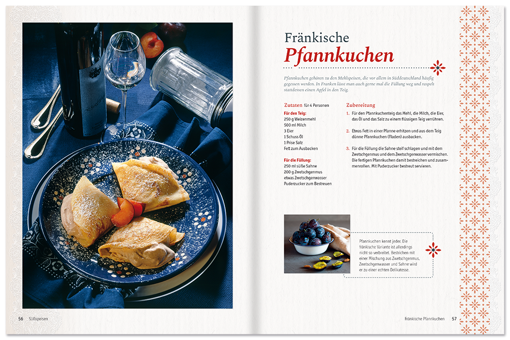 Fränkische Küche Kochbuch traditionelle Gerichte und Spezialitäten Leseprobe S56-57 Edition XXL Onlineshop