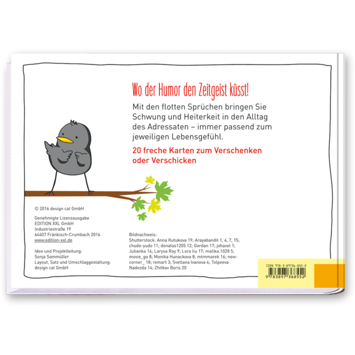 Freche Sprüche Geschenkkartenbuch 20 lustige Postkarten zum verschenken Cover Rückseite Edition XXL Onlineshop