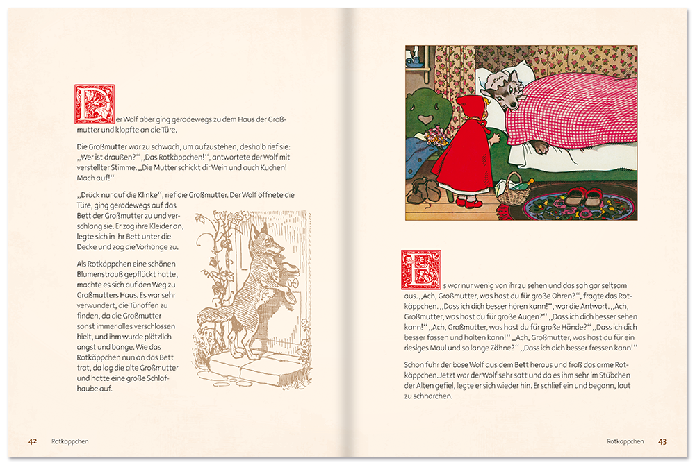 Grimms Märchen Kinderbuch 4 beliebte Geschichten in einem Band Leseprobe S42-43 Edition XXL Onlineshop