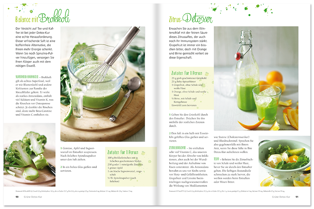 Grüne Smoothies 50 Rezepte für gesunde, vitaminreiche Getränke Leseprobe S90-91 Edition XXL Onlineshop