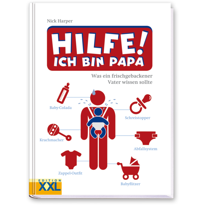 Hilfe! Ich bin Papa Das Buch für werdende Väter Cover Vorderseite Edition XXL Onlineshop