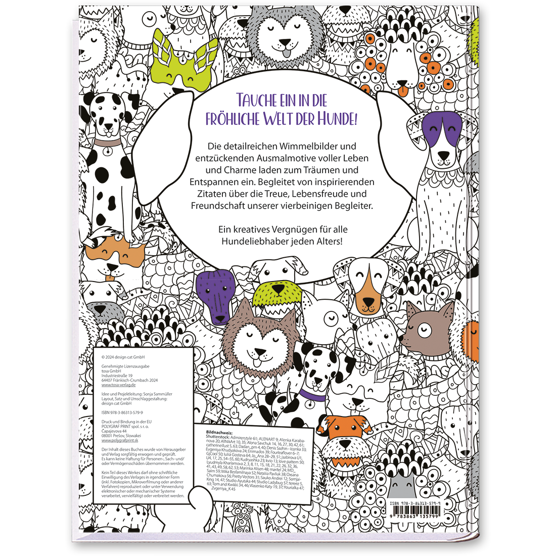 Hunde – Wimmel-Malbuch für Kinder und Erwachsene Cover Rückseite