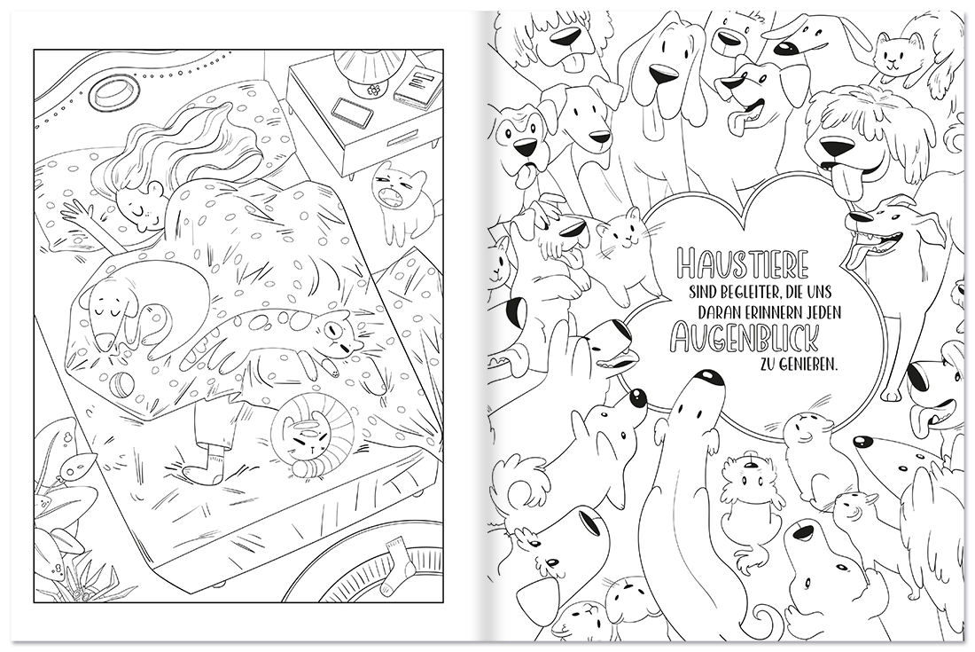 Hunde – Wimmel-Malbuch für Kinder und Erwachsene Innenseite 1