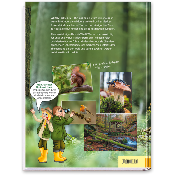 Im Wald geht's rund Kinderbuch den Wald kennenlernen inkl. Poster Cover Rückseite Edition XXL Onlineshop