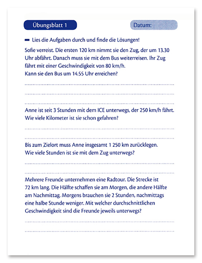 Mathe-Übungsblock – Textaufgaben (5. Klasse)