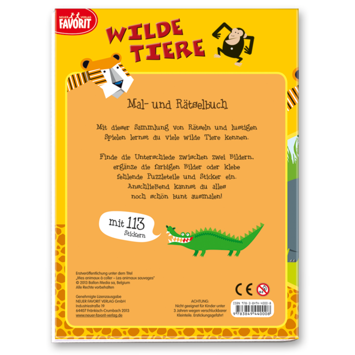 Wilde Tiere – Mal- und Rätselbuch
