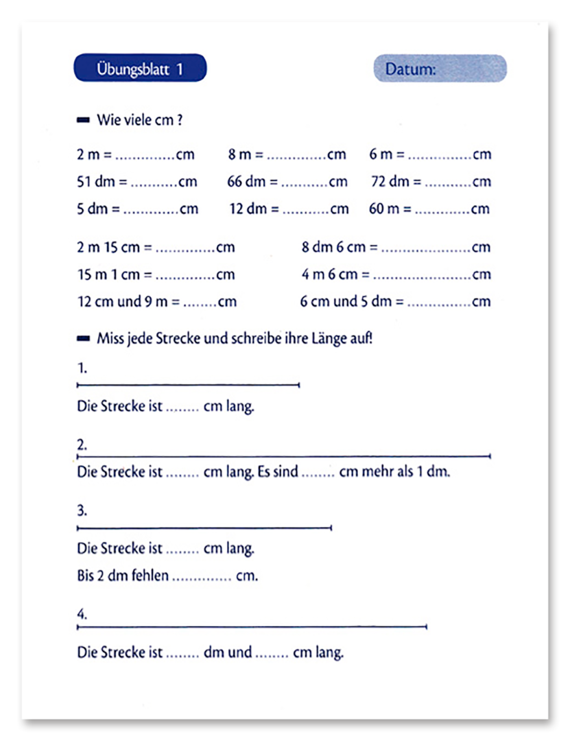 Mathe-Übungsblock – Maße und Gewichte (4. Klasse)