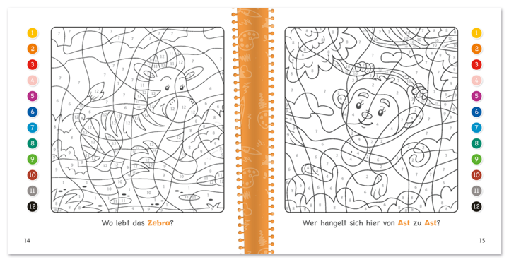 Malen nach Zahlen – von 1 bis 12 (rot)