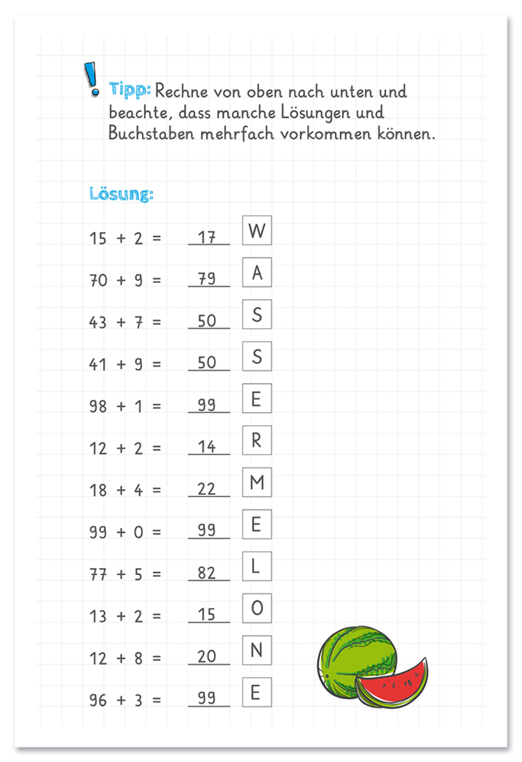 Rechnen üben von 1 bis 100