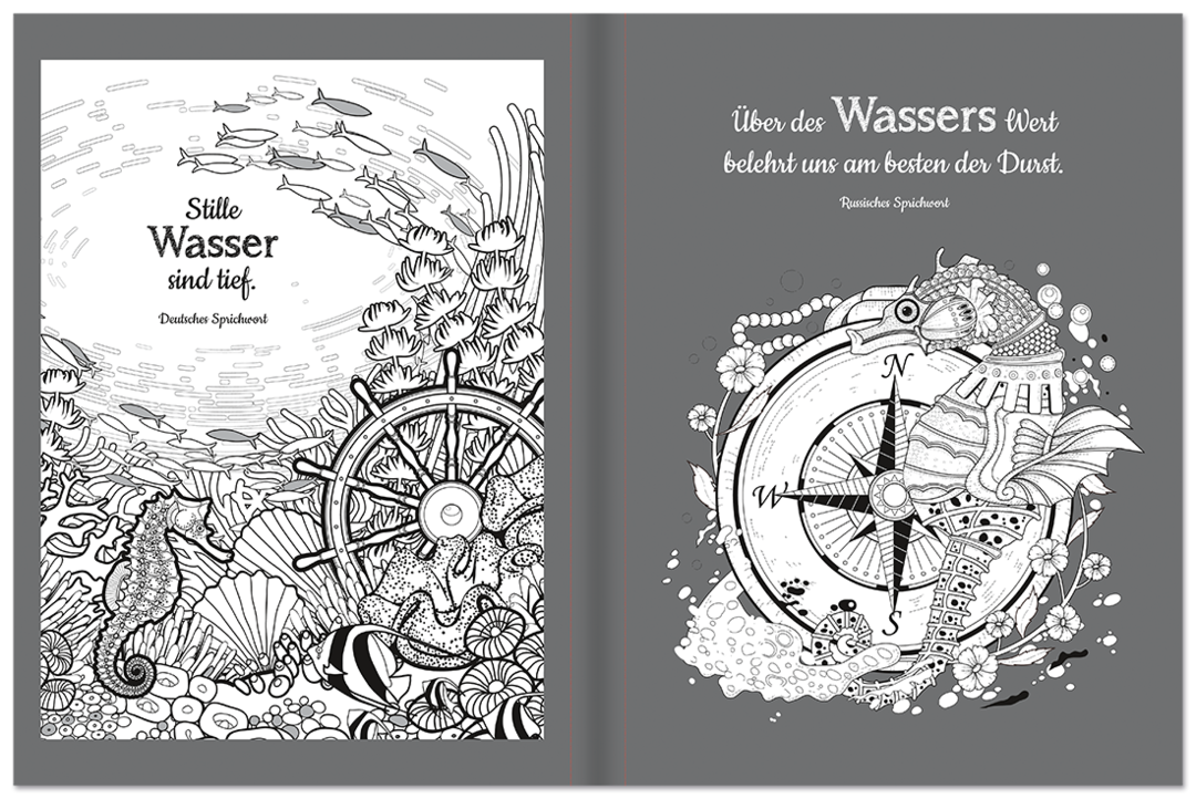 Fantasievolle Tiere – Malbuch & Zitate