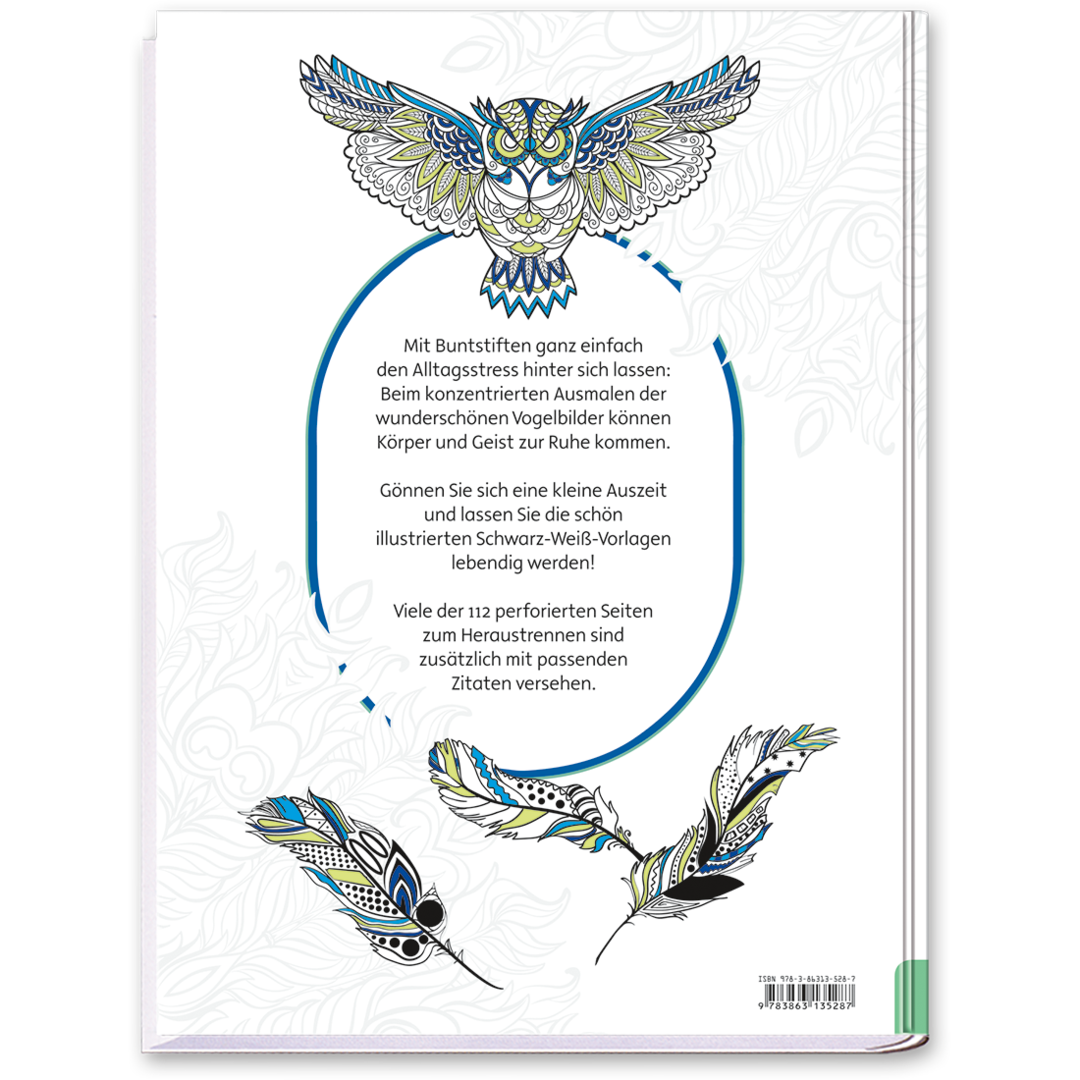 Farbenfrohe Vögel – Malbuch & Zitate