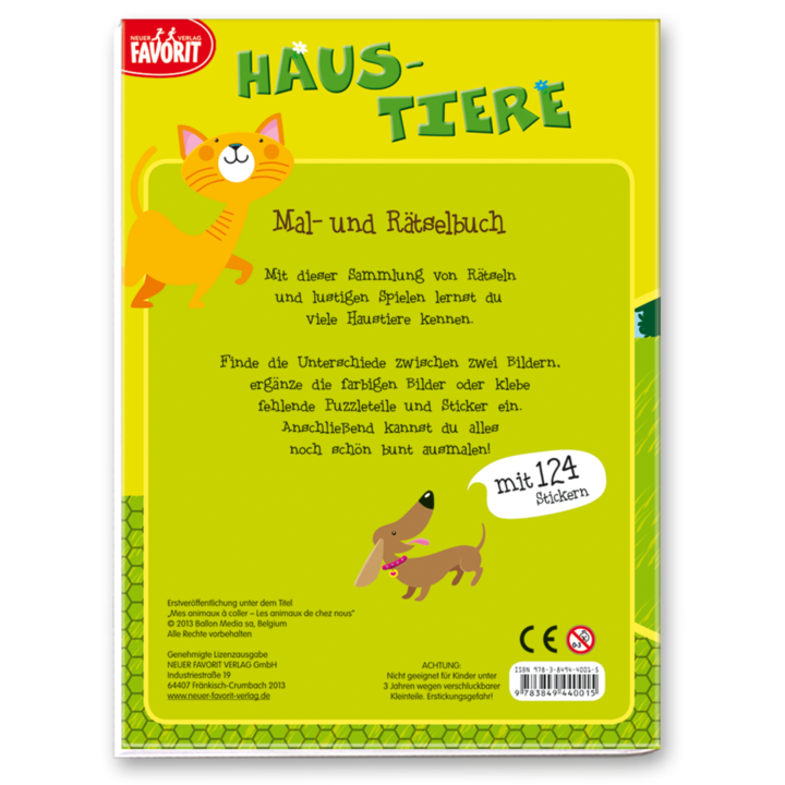 Haustiere – Mal- und Rätselbuch