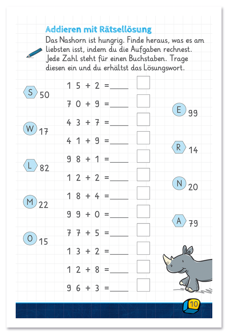 Rechnen üben von 1 bis 100
