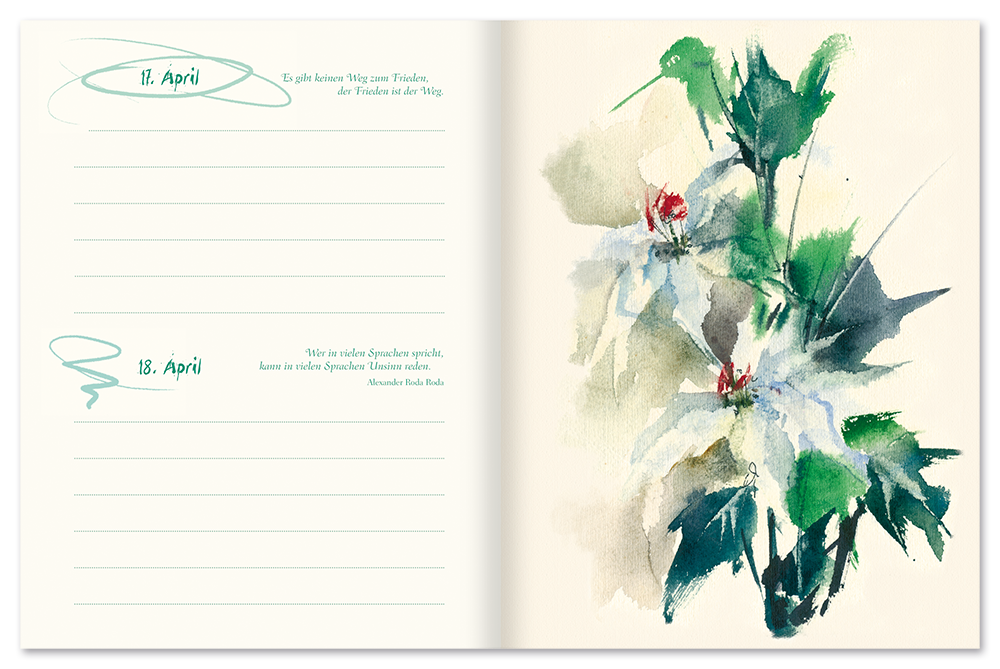 Immerwährender Kalender mit Zitaten mit 32 Aquarellen Leseprobe S60-61 Edition XXL Onlineshop