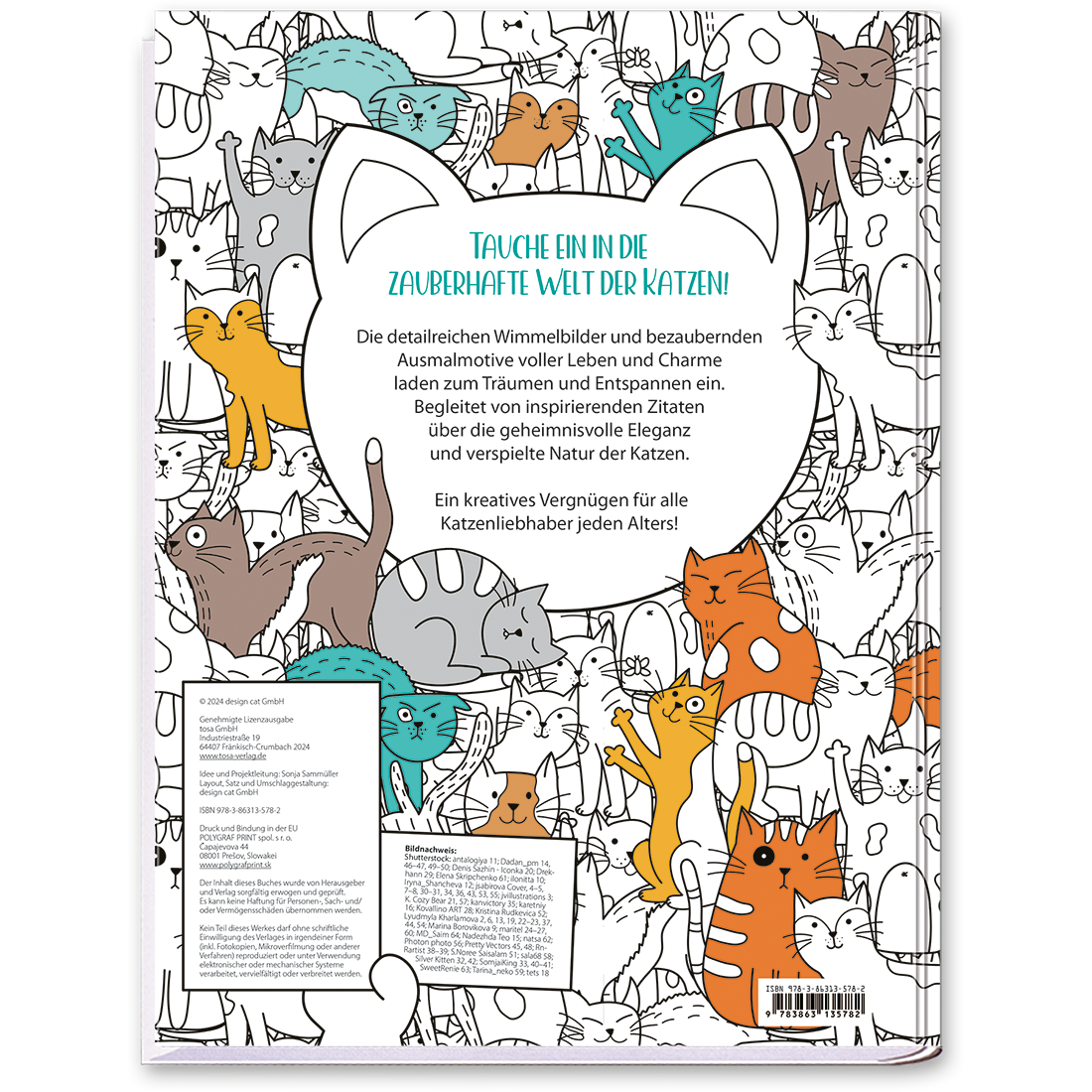 Katzen – Wimmel-Malbuch für Kinder und Erwachsene Cover Rückseite